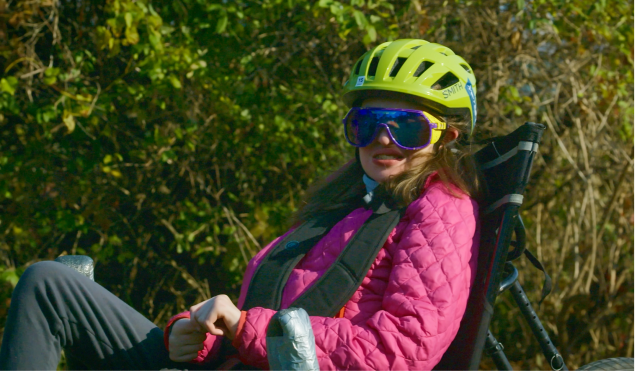 Ruby and her dad skiing