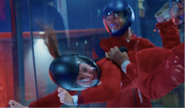 Ruby and her dad skiing